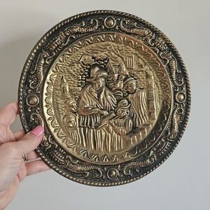 Vintage Hammered Brass Decorative Wall Plate